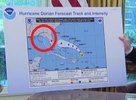 Trump displays altered weather map showing Dorian could ...