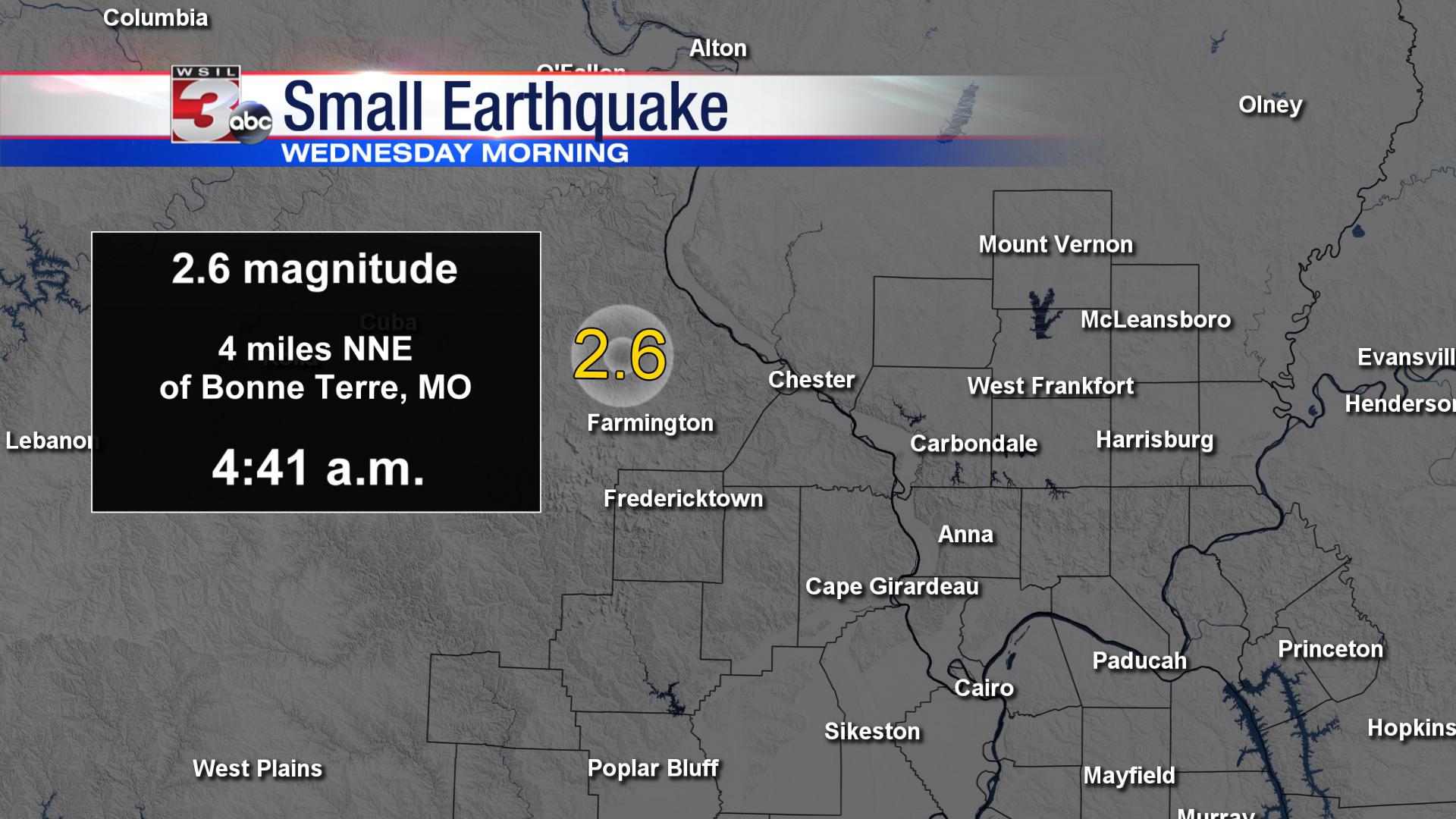 Small earthquake rumbles southeast Missouri early Wednesday - WSIL-TV 3 ...